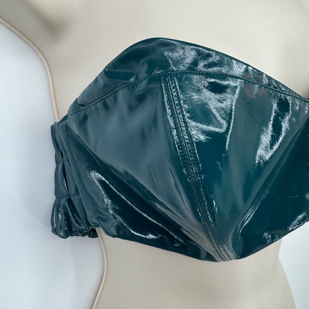 Savage Leather Tease Vinyl Bandeau Bralette Size XL Hunter Green Shiny